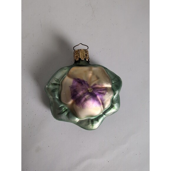 Vtg Pansy Flower Glass Christmas Ornaments Vtg 3 Inge-glas Germany - Picture 2 of 8